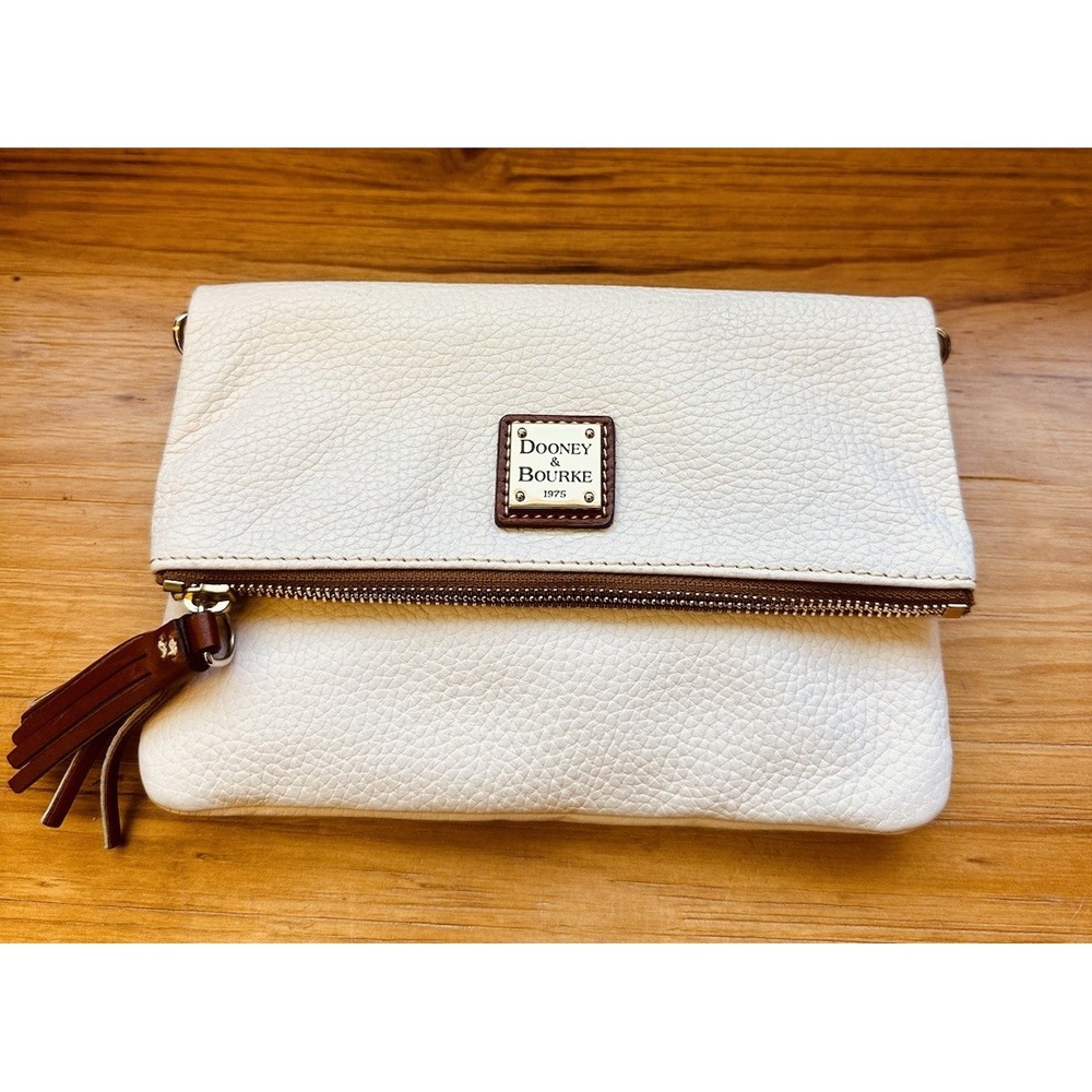 Dooney And Bourke Blush Foldover Crossbody Clutch Zipper Closure‎